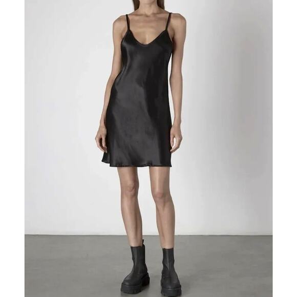 Enza Costa Dresses & Skirts - ENZA COSTA Viscose Bias Mini Slip Dress Womens Small Black Strappy Tank NEW